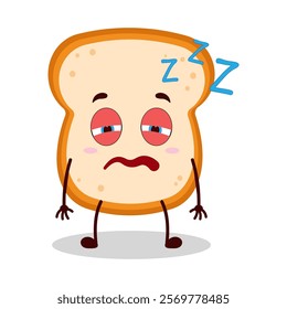 cute sleepy expression of bread cartoon character
