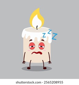 cute sleepy expression of candle cartoon character
