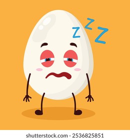 cute sleepy expression of chicken egg character