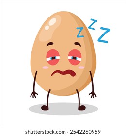 cute sleepy expression of chicken egg character