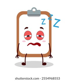 cute sleepy expression of clipboard cartoon character