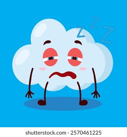 cute sleepy expression of cloud cartoon character
