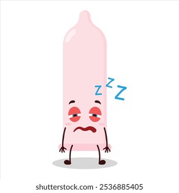 cute sleepy expression of condom character