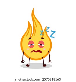 cute sleepy expression of fire cartoon character
