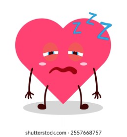 cute sleepy expression of heart cartoon character