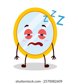 cute sleepy expression of mirror cartoon character
