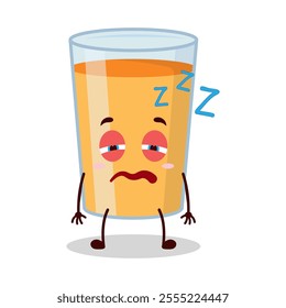 cute sleepy expression of orange juice cartoon character