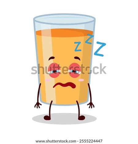 cute sleepy expression of orange juice cartoon character