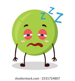 cute sleepy expression of pea cartoon character