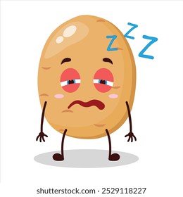 cute sleepy expression of potato cartoon character