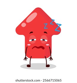 cute sleepy expression of red arrow cartoon character
