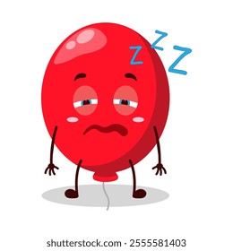 cute sleepy expression of red balloon cartoon character