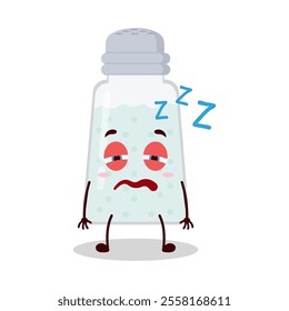 cute sleepy expression of salt cartoon character
