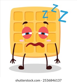 cute sleepy expression of waffle character