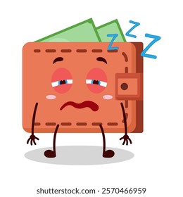 cute sleepy expression of wallet cartoon character
