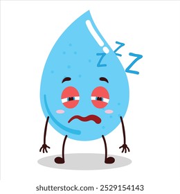 cute sleepy expression of water drop cartoon character