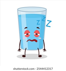 cute sleepy expression of water in glass cartoon character