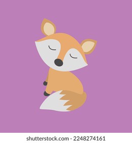 Cute sleepy fox illustration for design purpose