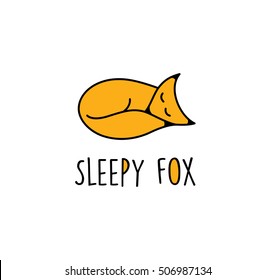 Cute sleepy fox logo vector