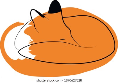 Cute sleepy fox with paint spot logo vector isolated on white background