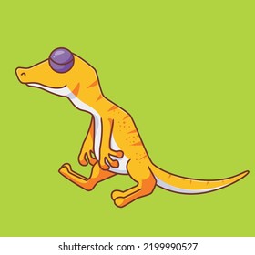 cute sleepy lizard. Isolated animal illustration. Flat Style Sticker Icon Premium vector