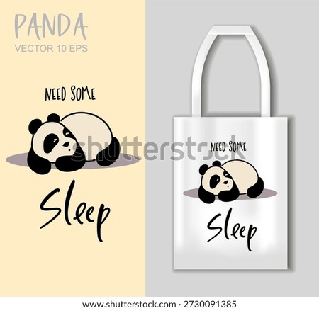 Cute sleepy panda illustration with need sleep bag mockup
