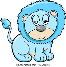 Cute Sleepy Safari Lion Vector Illustration