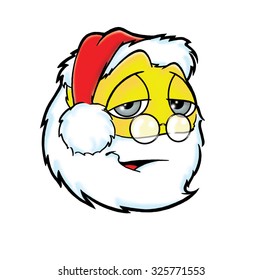 Cute sleepy  Santa Claus smiley face with a red cap.