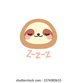 Cute sleepy sloth. Vector illustration isolated on white background