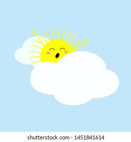 Cute Sleepy Yawning Sun Stretching On Stock Vector (Royalty Free ...