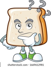Cute slice of bread cartoon character using a microphone