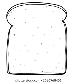 Cute Slice of Bread Cartoon outline Illustration, Food Icon for Kids Menu, Stickers, Packaging, and Digital Designs