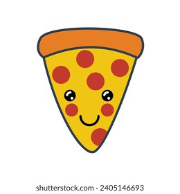 a cute slice of pizza cartoon smiling