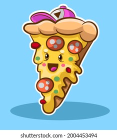 Cute Slice of Pizza with her little hat and with her cute smile.
Colorful Pizza Slice with his Cap and with a cute smile this Kawaii Pizza Slice is very Captivating.