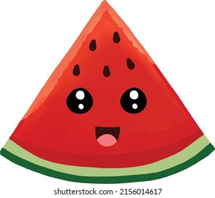 Cute Slice of watermelon with a big smile illustration