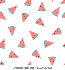 Cute Slice Watermelon isolated on White Background. Vector Illustration.