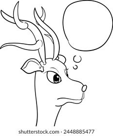 A cute and slightly surprised character in the form of a deer's head. A thought bubble hangs above the animal for inserting text or other visual information.