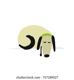 Cute sliping dog, sketch for your design