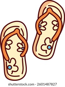 Cute Slippers Vector Illustration Icon. Flat Cartoon Style