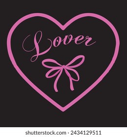 Cute slogan with heart and bow vector design for t shirt print or other uses