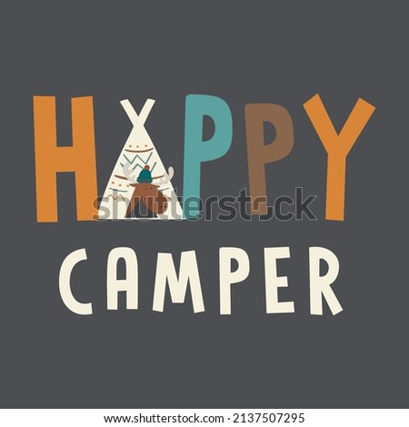 cute slogan typography camping graphic design vector