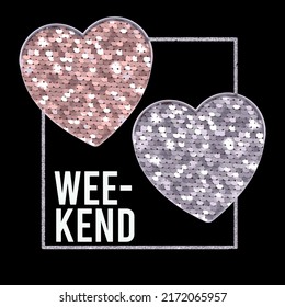Cute Slogan Typography Vector Illustration With Glitter Sequins