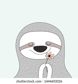 cute sloth animal  cartoon  for design and print 