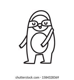 cute sloth animal wildlife cartoon icon vector illustration line style