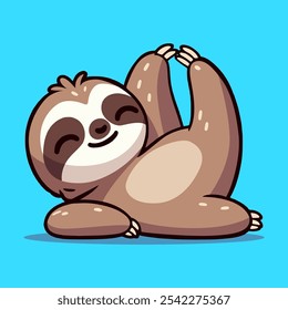 Cute sloth animal yoga pose cartoon character. Animal healthy icon concept isolated premium vector. flat cartoon style vector illustration template design