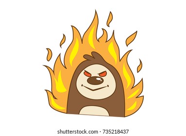Cute Sloth Bear angry. Vector Illustration. Isolated on white background.