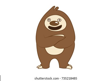 Cute Sloth Bear . Vector Illustration. Isolated on white background.