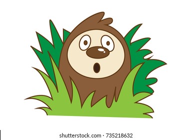 Cute Sloth Bear . Vector Illustration. Isolated on white background.