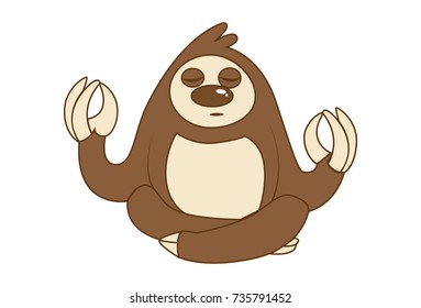 Cute Sloth Bear. Vector Illustration. Isolated on white background.
