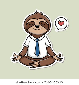 Cute Sloth in a Business Suit Meditating